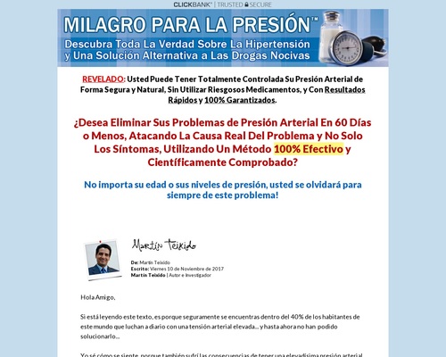 Milagro Para la Presion – 90% Comisión. Unico en Español!